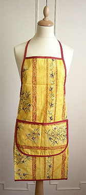 French Apron, Provence fabric (olives 2005. yellow x red) - Click Image to Close